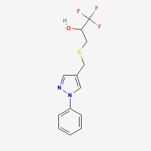 molecular formula C13H13F3N2OS B7631715 1,1,1-Trifluoro-3-[(1-phenylpyrazol-4-yl)methylsulfanyl]propan-2-ol 