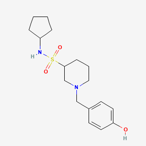 molecular formula C17H26N2O3S B7631762 N-cyclopentyl-1-[(4-hydroxyphenyl)methyl]piperidine-3-sulfonamide 