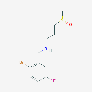 molecular formula C11H15BrFNOS B7631770 N-[(2-bromo-5-fluorophenyl)methyl]-3-methylsulfinylpropan-1-amine 