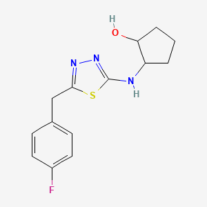 molecular formula C14H16FN3OS B7631799 2-[[5-[(4-Fluorophenyl)methyl]-1,3,4-thiadiazol-2-yl]amino]cyclopentan-1-ol 
