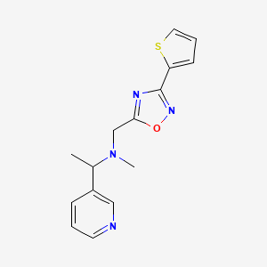 molecular formula C15H16N4OS B7631810 N-methyl-1-pyridin-3-yl-N-[(3-thiophen-2-yl-1,2,4-oxadiazol-5-yl)methyl]ethanamine 