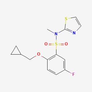 molecular formula C14H15FN2O3S2 B7631836 2-(cyclopropylmethoxy)-5-fluoro-N-methyl-N-(1,3-thiazol-2-yl)benzenesulfonamide 
