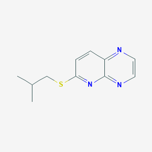 molecular formula C11H13N3S B7631856 6-(2-Methylpropylsulfanyl)pyrido[2,3-b]pyrazine 