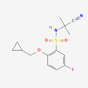 molecular formula C14H17FN2O3S B7631872 N-(2-cyanopropan-2-yl)-2-(cyclopropylmethoxy)-5-fluorobenzenesulfonamide 