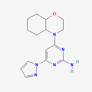 molecular formula C15H20N6O B7631886 4-(2,3,4a,5,6,7,8,8a-Octahydrobenzo[b][1,4]oxazin-4-yl)-6-pyrazol-1-ylpyrimidin-2-amine 