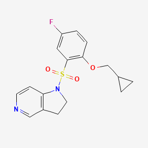 molecular formula C17H17FN2O3S B7631888 1-[2-(Cyclopropylmethoxy)-5-fluorophenyl]sulfonyl-2,3-dihydropyrrolo[3,2-c]pyridine 