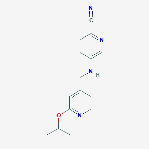 molecular formula C15H16N4O B7631902 5-[(2-Propan-2-yloxypyridin-4-yl)methylamino]pyridine-2-carbonitrile 