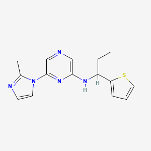 molecular formula C15H17N5S B7631916 6-(2-methylimidazol-1-yl)-N-(1-thiophen-2-ylpropyl)pyrazin-2-amine 