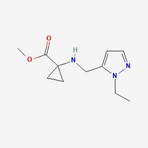 molecular formula C11H17N3O2 B7631930 Methyl 1-[(2-ethylpyrazol-3-yl)methylamino]cyclopropane-1-carboxylate 