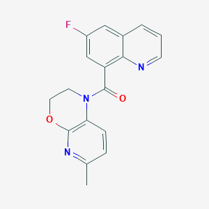 molecular formula C18H14FN3O2 B7631935 (6-Fluoroquinolin-8-yl)-(6-methyl-2,3-dihydropyrido[2,3-b][1,4]oxazin-1-yl)methanone 