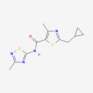 molecular formula C12H14N4OS2 B7631941 2-(cyclopropylmethyl)-4-methyl-N-(3-methyl-1,2,4-thiadiazol-5-yl)-1,3-thiazole-5-carboxamide 