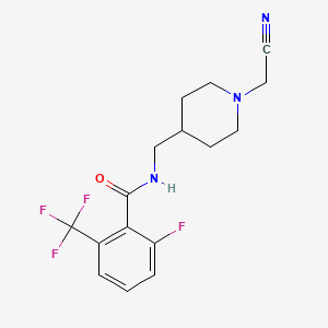 molecular formula C16H17F4N3O B7631969 N-[[1-(cyanomethyl)piperidin-4-yl]methyl]-2-fluoro-6-(trifluoromethyl)benzamide 