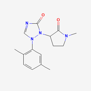 molecular formula C15H18N4O2 B7631983 1-(2,5-Dimethylphenyl)-2-(1-methyl-2-oxopyrrolidin-3-yl)-1,2,4-triazol-3-one 