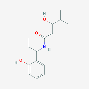 molecular formula C15H23NO3 B7632001 3-hydroxy-N-[1-(2-hydroxyphenyl)propyl]-4-methylpentanamide 