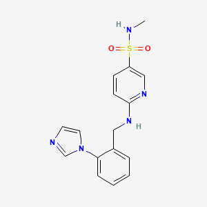 molecular formula C16H17N5O2S B7632014 6-[(2-imidazol-1-ylphenyl)methylamino]-N-methylpyridine-3-sulfonamide 