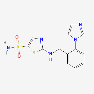 molecular formula C13H13N5O2S2 B7632022 2-[(2-Imidazol-1-ylphenyl)methylamino]-1,3-thiazole-5-sulfonamide 