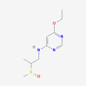 molecular formula C10H17N3O2S B7632041 6-ethoxy-N-(2-methylsulfinylpropyl)pyrimidin-4-amine 