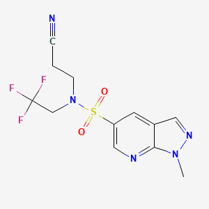 molecular formula C12H12F3N5O2S B7632054 N-(2-cyanoethyl)-1-methyl-N-(2,2,2-trifluoroethyl)pyrazolo[3,4-b]pyridine-5-sulfonamide 