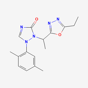 molecular formula C16H19N5O2 B7632061 1-(2,5-Dimethylphenyl)-2-[1-(5-ethyl-1,3,4-oxadiazol-2-yl)ethyl]-1,2,4-triazol-3-one 