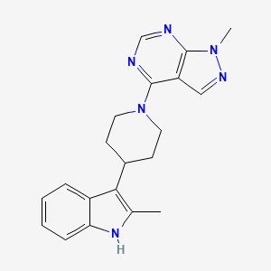 molecular formula C20H22N6 B7632069 1-methyl-4-[4-(2-methyl-1H-indol-3-yl)piperidin-1-yl]pyrazolo[3,4-d]pyrimidine 