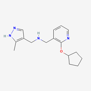 molecular formula C16H22N4O B7632097 1-(2-cyclopentyloxypyridin-3-yl)-N-[(5-methyl-1H-pyrazol-4-yl)methyl]methanamine 