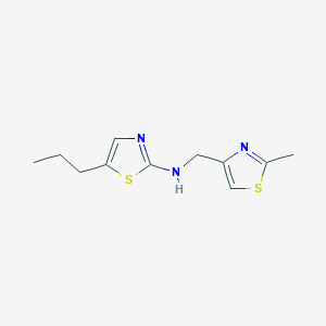 molecular formula C11H15N3S2 B7632168 N-[(2-methyl-1,3-thiazol-4-yl)methyl]-5-propyl-1,3-thiazol-2-amine 
