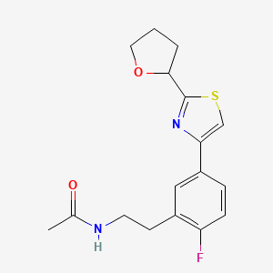 molecular formula C17H19FN2O2S B7632204 N-[2-[2-fluoro-5-[2-(oxolan-2-yl)-1,3-thiazol-4-yl]phenyl]ethyl]acetamide 