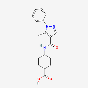 molecular formula C18H21N3O3 B7632211 4-[(5-Methyl-1-phenylpyrazole-4-carbonyl)amino]cyclohexane-1-carboxylic acid 