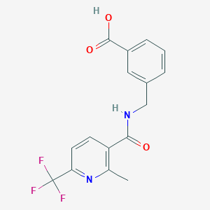 molecular formula C16H13F3N2O3 B7632215 3-[[[2-Methyl-6-(trifluoromethyl)pyridine-3-carbonyl]amino]methyl]benzoic acid 