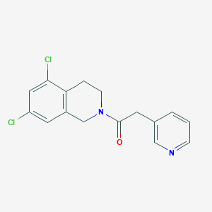 molecular formula C16H14Cl2N2O B7632221 1-(5,7-dichloro-3,4-dihydro-1H-isoquinolin-2-yl)-2-pyridin-3-ylethanone 