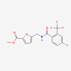 molecular formula C15H11F4NO4 B7632238 Methyl 5-[[[4-fluoro-2-(trifluoromethyl)benzoyl]amino]methyl]furan-2-carboxylate 
