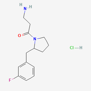 molecular formula C14H20ClFN2O B7632253 3-Amino-1-[2-[(3-fluorophenyl)methyl]pyrrolidin-1-yl]propan-1-one;hydrochloride 