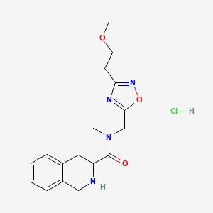 molecular formula C17H23ClN4O3 B7632260 N-[[3-(2-methoxyethyl)-1,2,4-oxadiazol-5-yl]methyl]-N-methyl-1,2,3,4-tetrahydroisoquinoline-3-carboxamide;hydrochloride 
