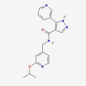 molecular formula C18H19N5O2 B7632276 N-[(2-propan-2-yloxypyridin-4-yl)methyl]-5-pyridin-3-yl-1H-pyrazole-4-carboxamide 