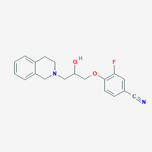 molecular formula C19H19FN2O2 B7632279 4-[3-(3,4-dihydro-1H-isoquinolin-2-yl)-2-hydroxypropoxy]-3-fluorobenzonitrile 