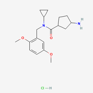 molecular formula C18H27ClN2O3 B7632312 3-amino-N-cyclopropyl-N-[(2,5-dimethoxyphenyl)methyl]cyclopentane-1-carboxamide;hydrochloride 