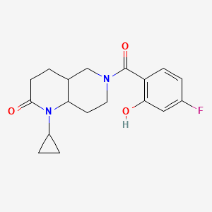 molecular formula C18H21FN2O3 B7632313 1-cyclopropyl-6-(4-fluoro-2-hydroxybenzoyl)-4,4a,5,7,8,8a-hexahydro-3H-1,6-naphthyridin-2-one 