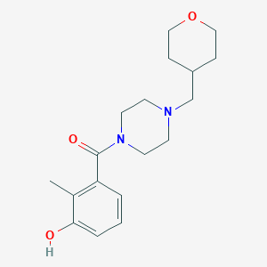 molecular formula C18H26N2O3 B7632321 (3-Hydroxy-2-methylphenyl)-[4-(oxan-4-ylmethyl)piperazin-1-yl]methanone 