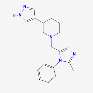 molecular formula C19H23N5 B7632346 1-[(2-methyl-3-phenylimidazol-4-yl)methyl]-3-(1H-pyrazol-4-yl)piperidine 