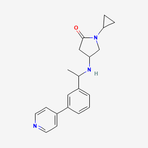 molecular formula C20H23N3O B7632374 1-Cyclopropyl-4-[1-(3-pyridin-4-ylphenyl)ethylamino]pyrrolidin-2-one 