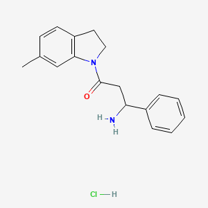 molecular formula C18H21ClN2O B7632378 3-Amino-1-(6-methyl-2,3-dihydroindol-1-yl)-3-phenylpropan-1-one;hydrochloride 