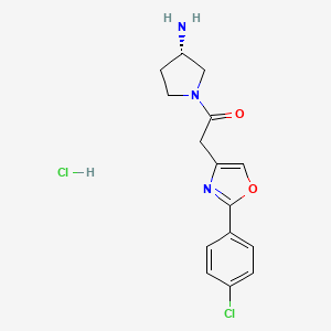 molecular formula C15H17Cl2N3O2 B7632390 1-[(3S)-3-aminopyrrolidin-1-yl]-2-[2-(4-chlorophenyl)-1,3-oxazol-4-yl]ethanone;hydrochloride 