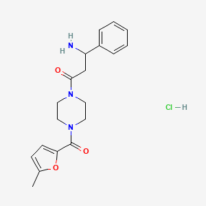 molecular formula C19H24ClN3O3 B7632398 3-Amino-1-[4-(5-methylfuran-2-carbonyl)piperazin-1-yl]-3-phenylpropan-1-one;hydrochloride 