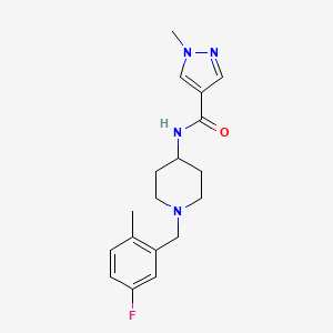 molecular formula C18H23FN4O B7632452 N-[1-[(5-fluoro-2-methylphenyl)methyl]piperidin-4-yl]-1-methylpyrazole-4-carboxamide 