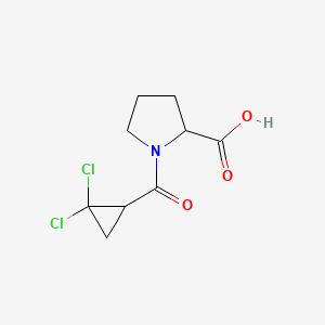 molecular formula C9H11Cl2NO3 B7632459 1-(2,2-Dichlorocyclopropanecarbonyl)pyrrolidine-2-carboxylic acid 