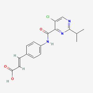 molecular formula C17H16ClN3O3 B7632464 (E)-3-[4-[(5-chloro-2-propan-2-ylpyrimidine-4-carbonyl)amino]phenyl]prop-2-enoic acid 