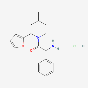 molecular formula C18H23ClN2O2 B7632471 2-Amino-1-[2-(furan-2-yl)-4-methylpiperidin-1-yl]-2-phenylethanone;hydrochloride 