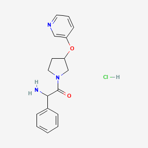 molecular formula C17H20ClN3O2 B7632486 2-Amino-2-phenyl-1-(3-pyridin-3-yloxypyrrolidin-1-yl)ethanone;hydrochloride 
