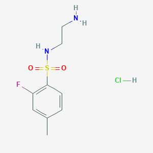 molecular formula C9H14ClFN2O2S B7632489 N-(2-aminoethyl)-2-fluoro-4-methylbenzenesulfonamide;hydrochloride 