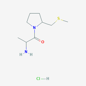 molecular formula C9H19ClN2OS B7632498 2-Amino-1-[2-(methylsulfanylmethyl)pyrrolidin-1-yl]propan-1-one;hydrochloride 